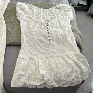 Free People Cream Sleeveless Ruffled Mini Dress